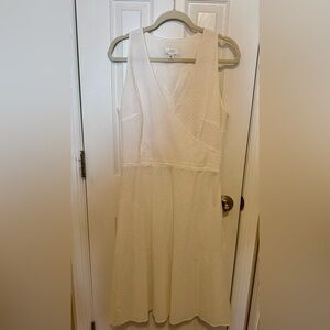 Elegant White Eyelet Sleeveless Ann Taylor Loft Dress
